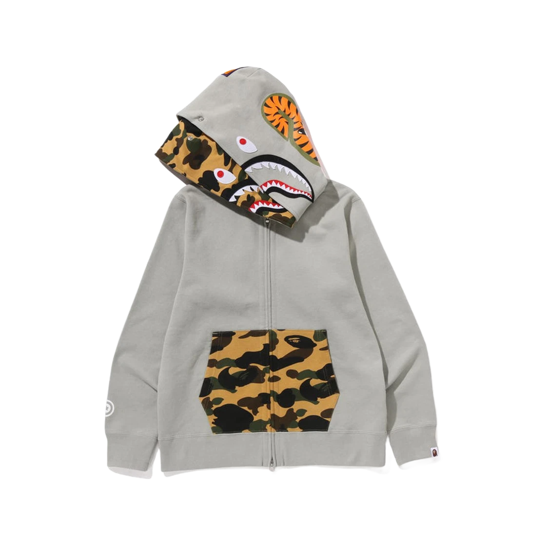 베이프 퍼스트 카모 샤크 풀 집 더블 후드 올리브 드랩 | BAPE | KREAM BAPE 1st Camo Shark Full Zip Double Hoodie Olive Drab