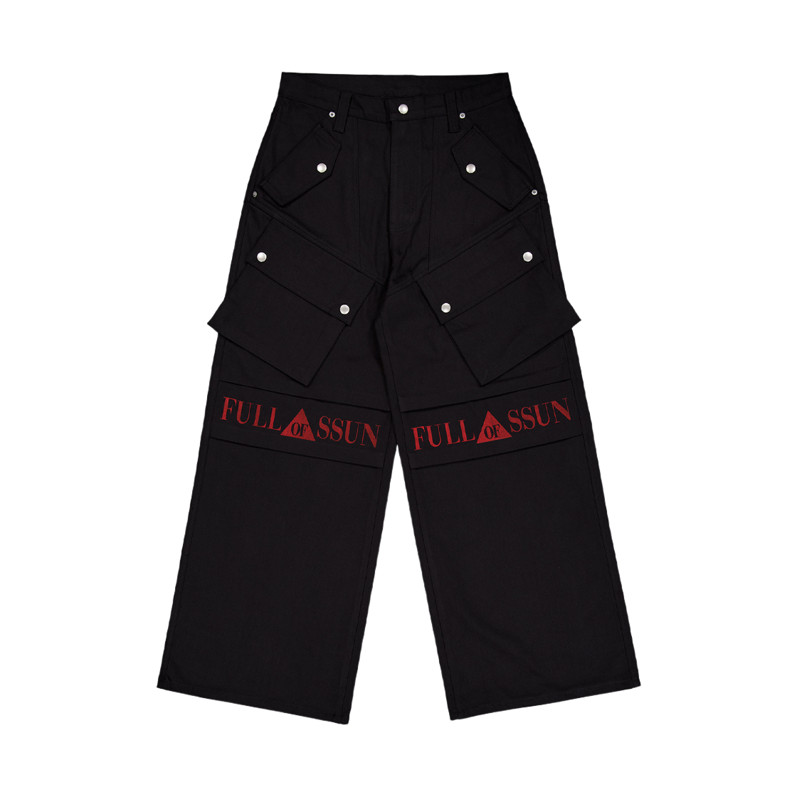 24FW-07 Full of Ssun Ghost In The Shell Logo Denim Cargo Pants Black - 대표 이미지 #1