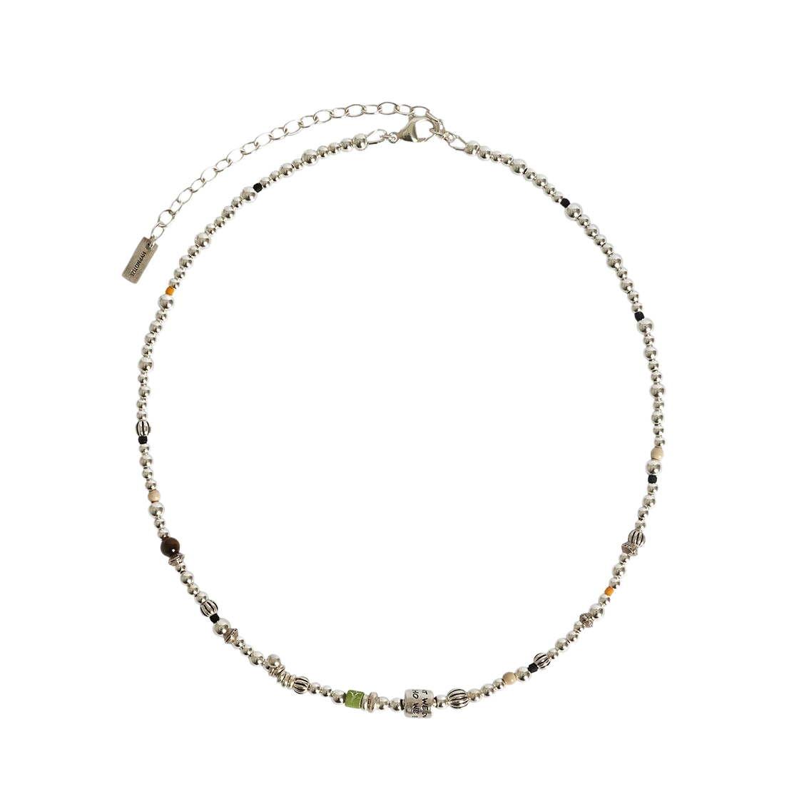 H24SSN07SV-SV-06 Hypnotize Lettering Ring Point Silver Ball Necklace