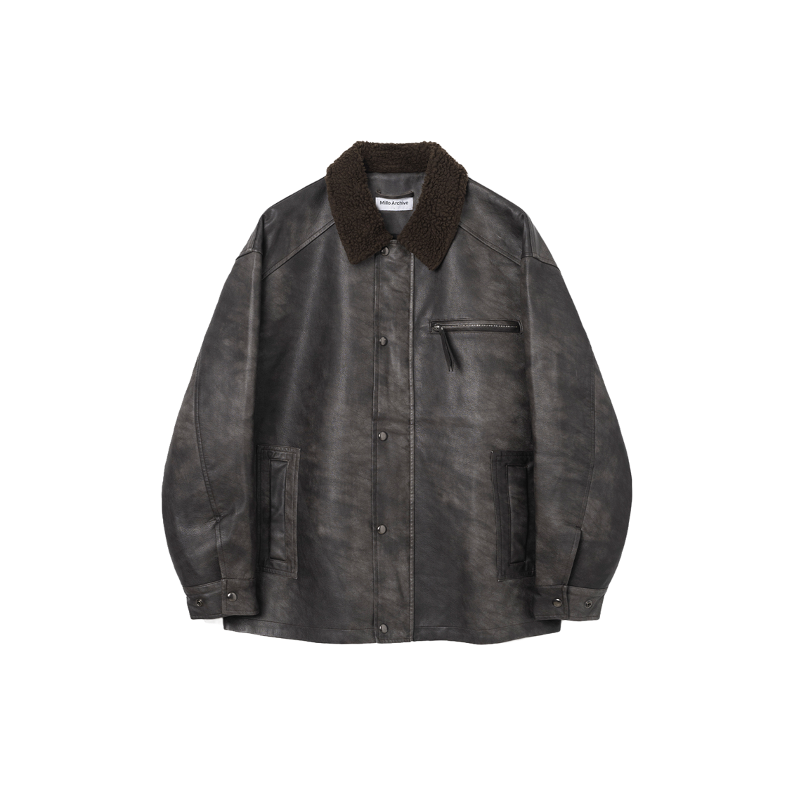 밀로 아카이브 빈티지 시어링 미들 레더 자켓 에스프레소