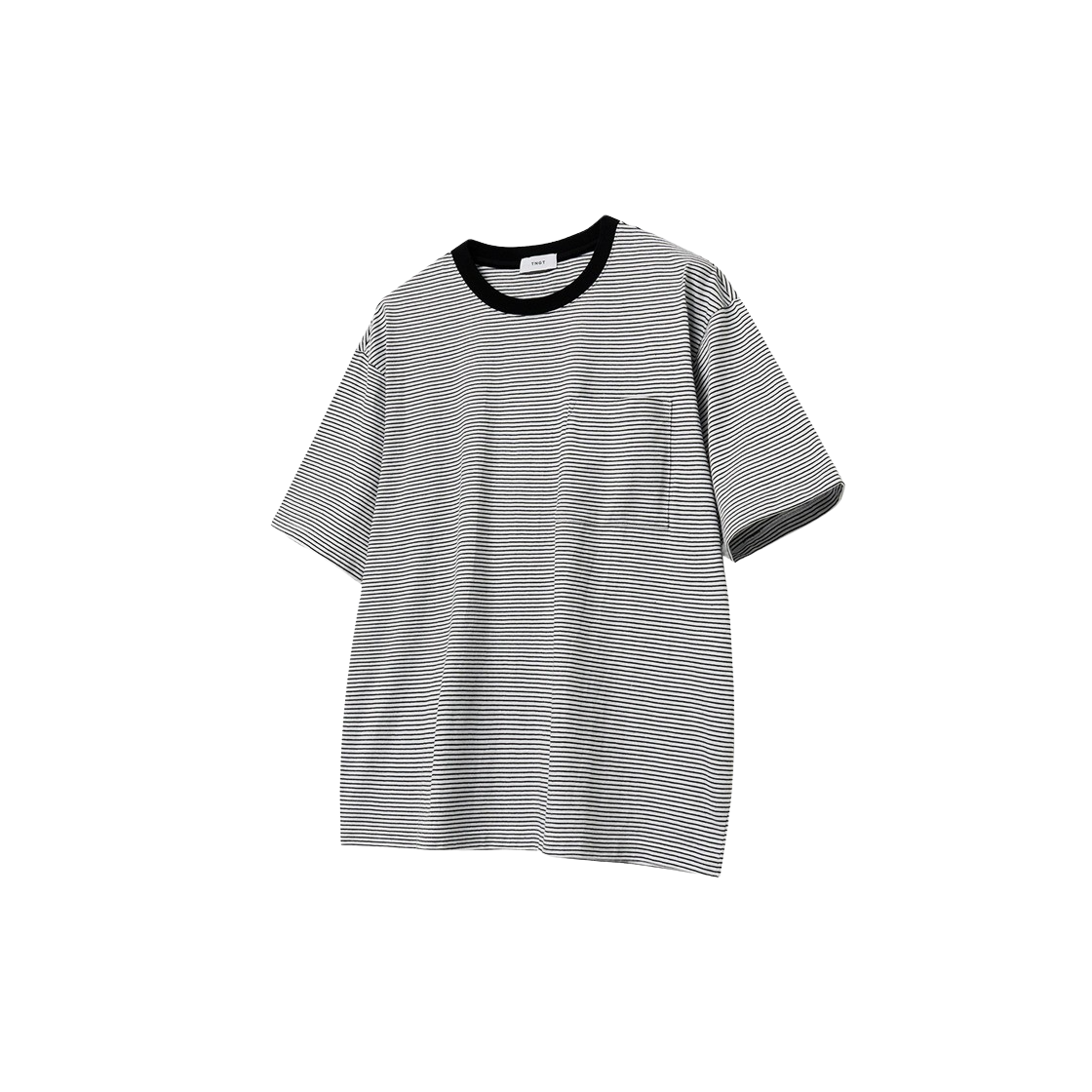 TNTS4E303WT TNGT Semi Over-fit Stripe Pocket T-Shirts White - 대표 이미지 #1