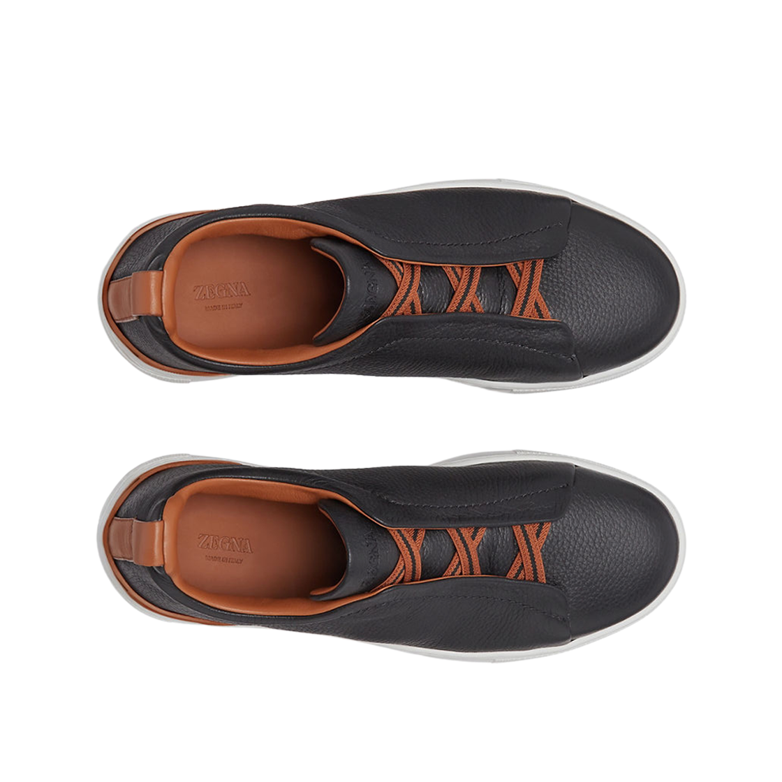 제냐 디어스킨 트리플 스티치 스니커즈 블랙(Zegna Deerskin Triple Stitch Sneakers Black) - 2