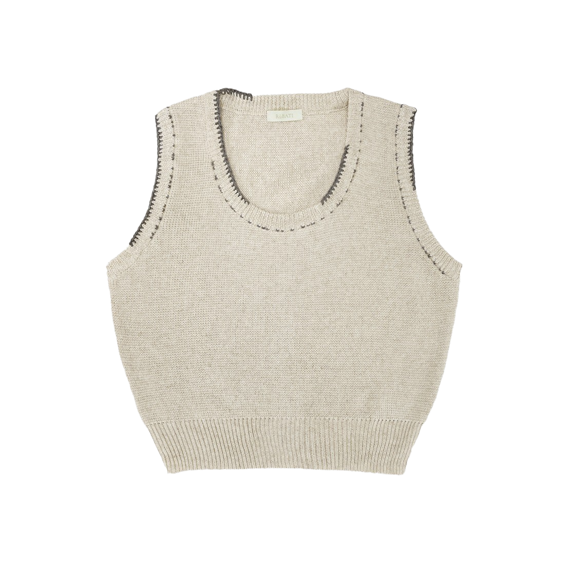 루바티 핸드스티치 린넨 니트 베스트 오트밀(Rubati Linen Knit Vest Stitched by Hand Oatmeal) - 1