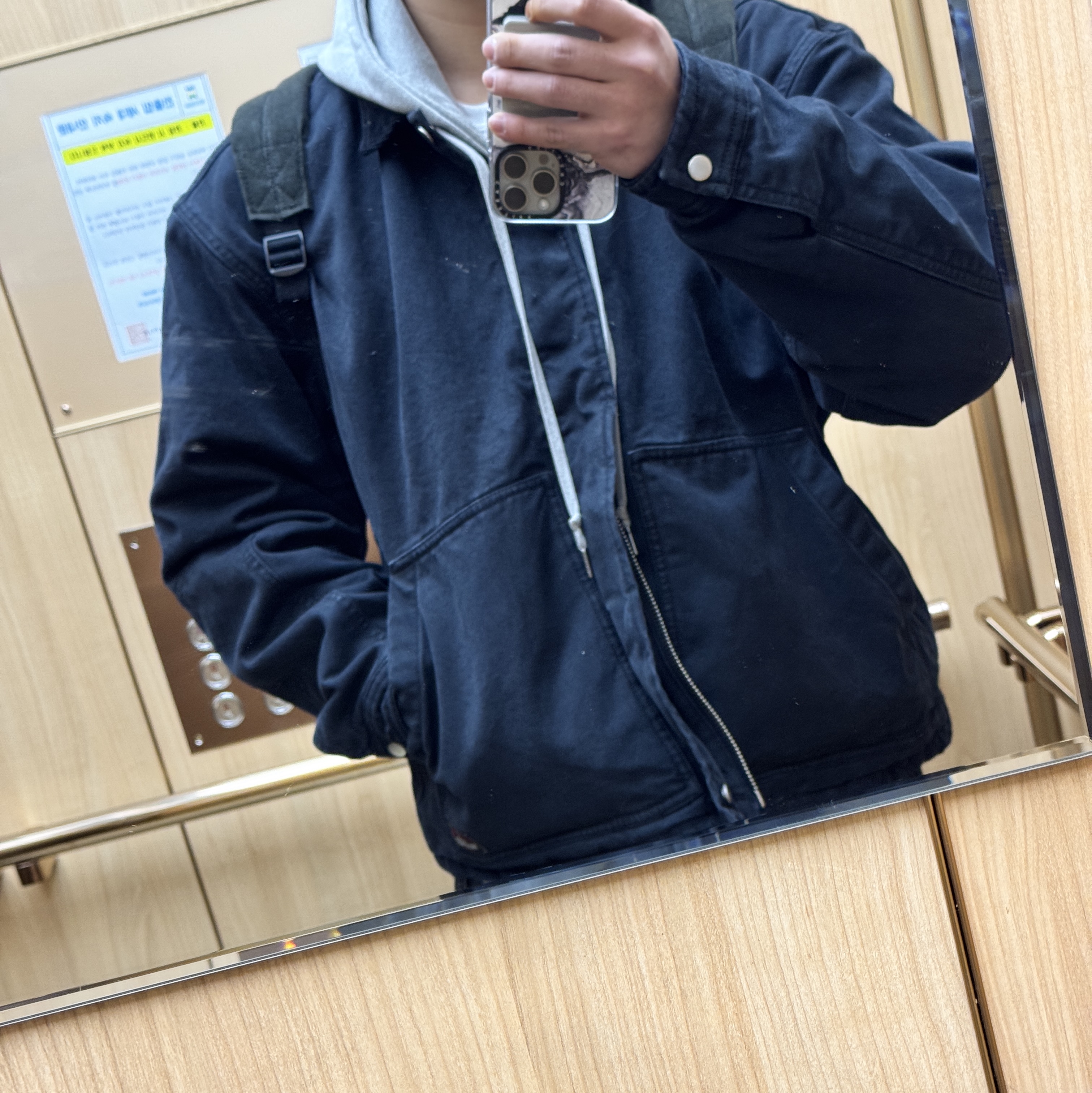 Stussy Workgear Jacket Black, Stussy Canvas Backpack Washed Black 착용 스타일