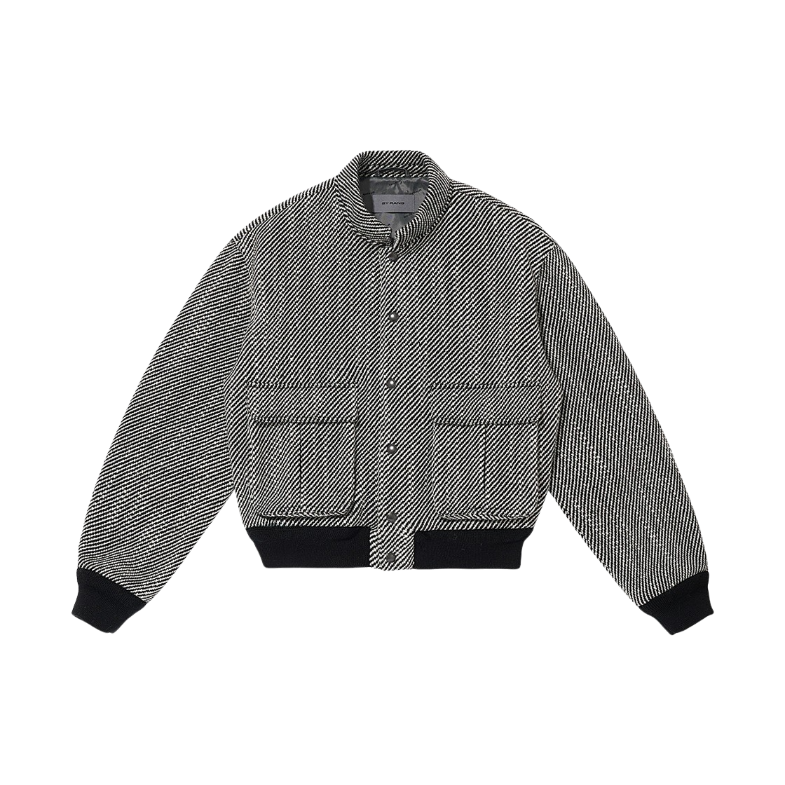 바이랑 울 블렌드 다이애거널 스트라이프 슬럽 자켓 그레이