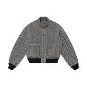 BY RANG Wool Blend Diagonal Stripe Slub Jacket Grey