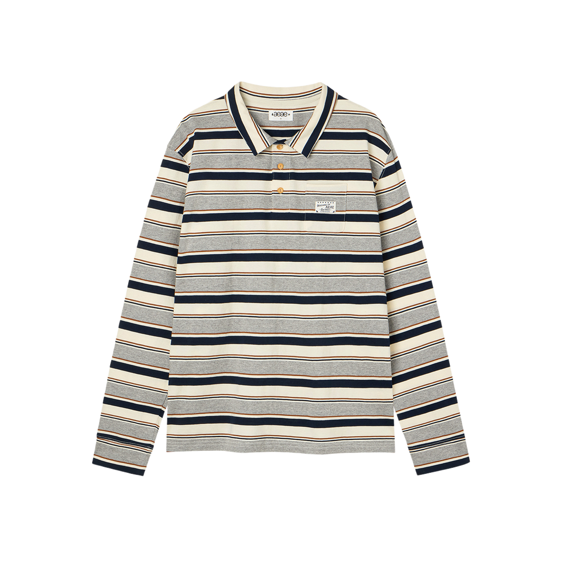 에이이에이이 스트라이프 피케 티셔츠 멜란지 그레이