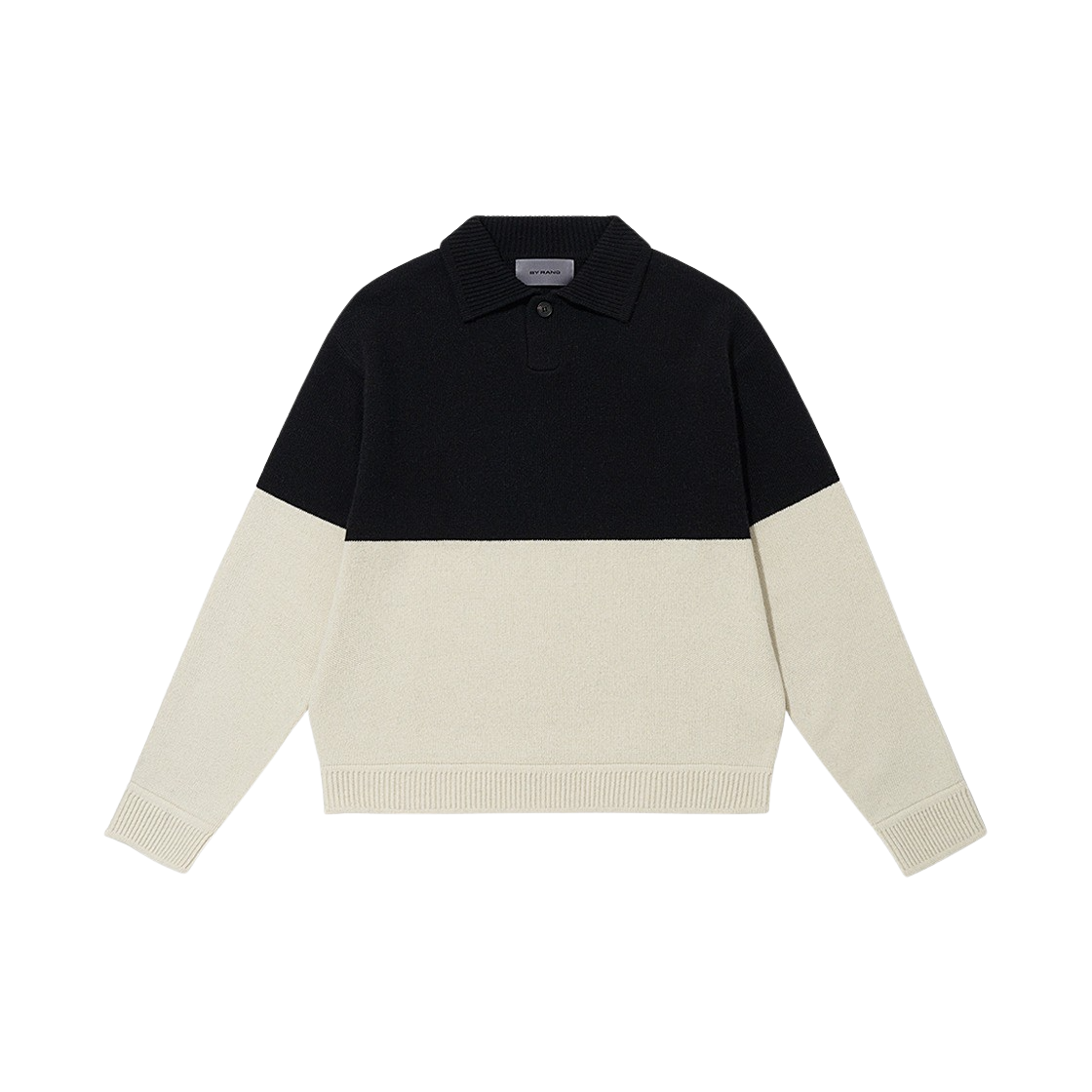 BR023WHS0001C03 BY RANG Wool Blend Polo Sweater Black Ivory