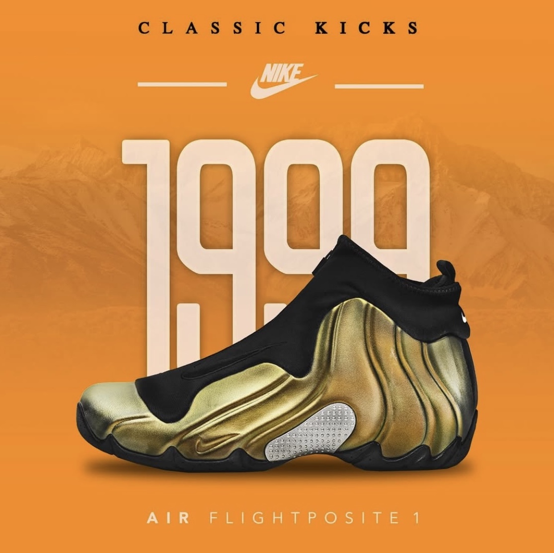 Nike Air Flightposite Black Metallic Gold 착용 스타일 - 3