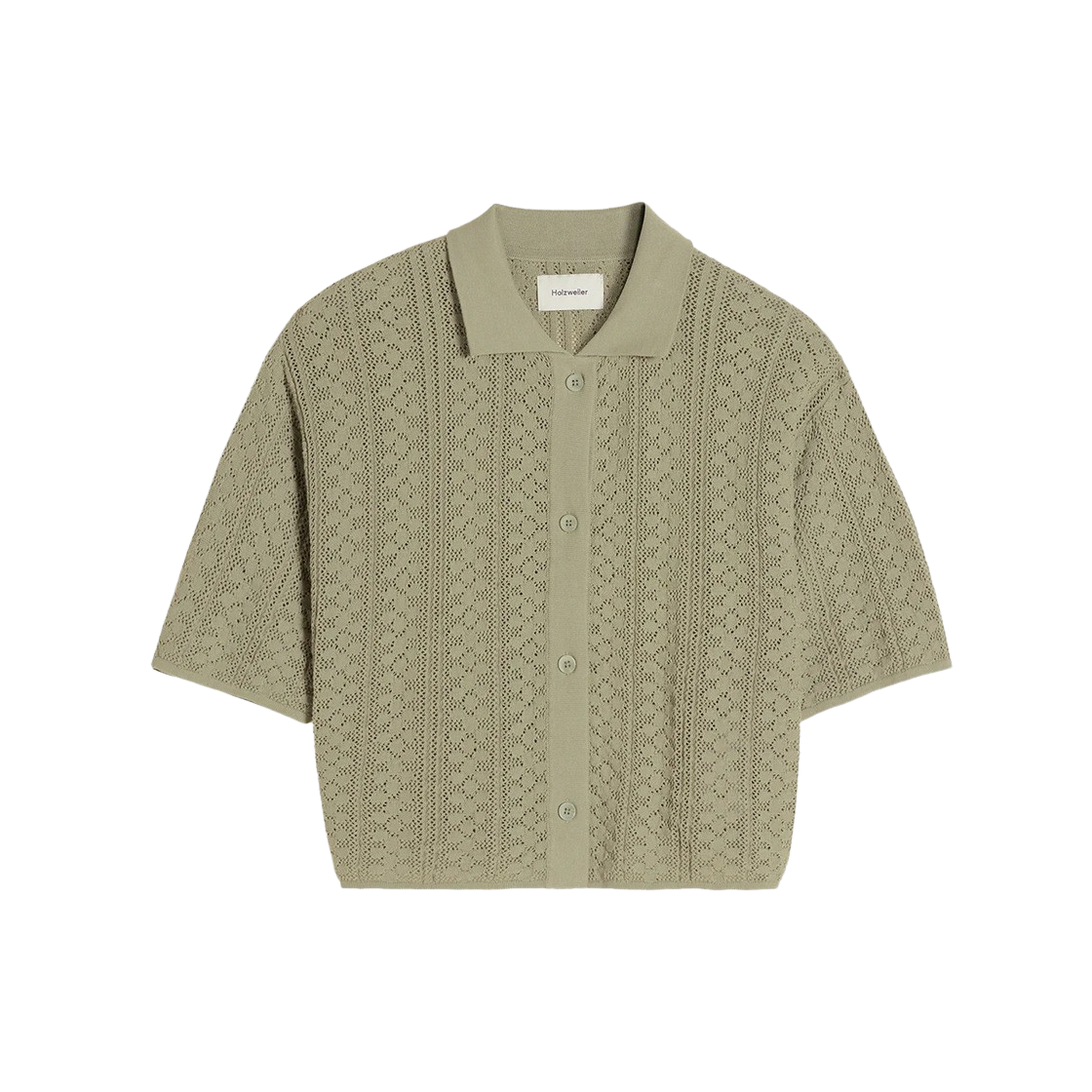 KW4ASHSHZ02IV Holzweiler Women Loch Crochet Knit Shirt Teal