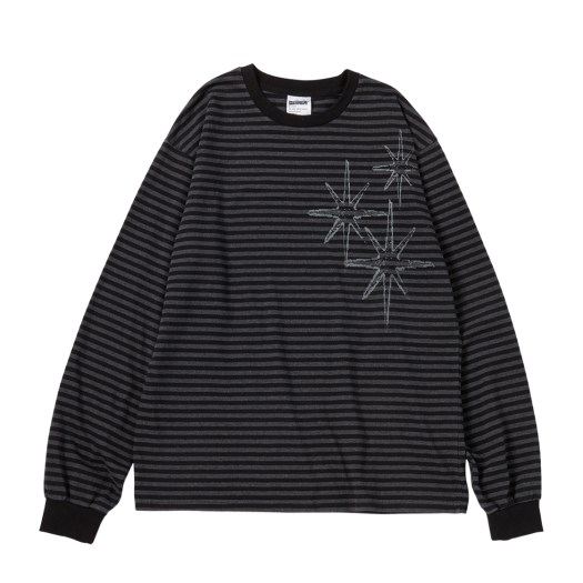 UN25LS04BK Untitled Starrynight Small Stripe Long Sleeve BLack Chacoal