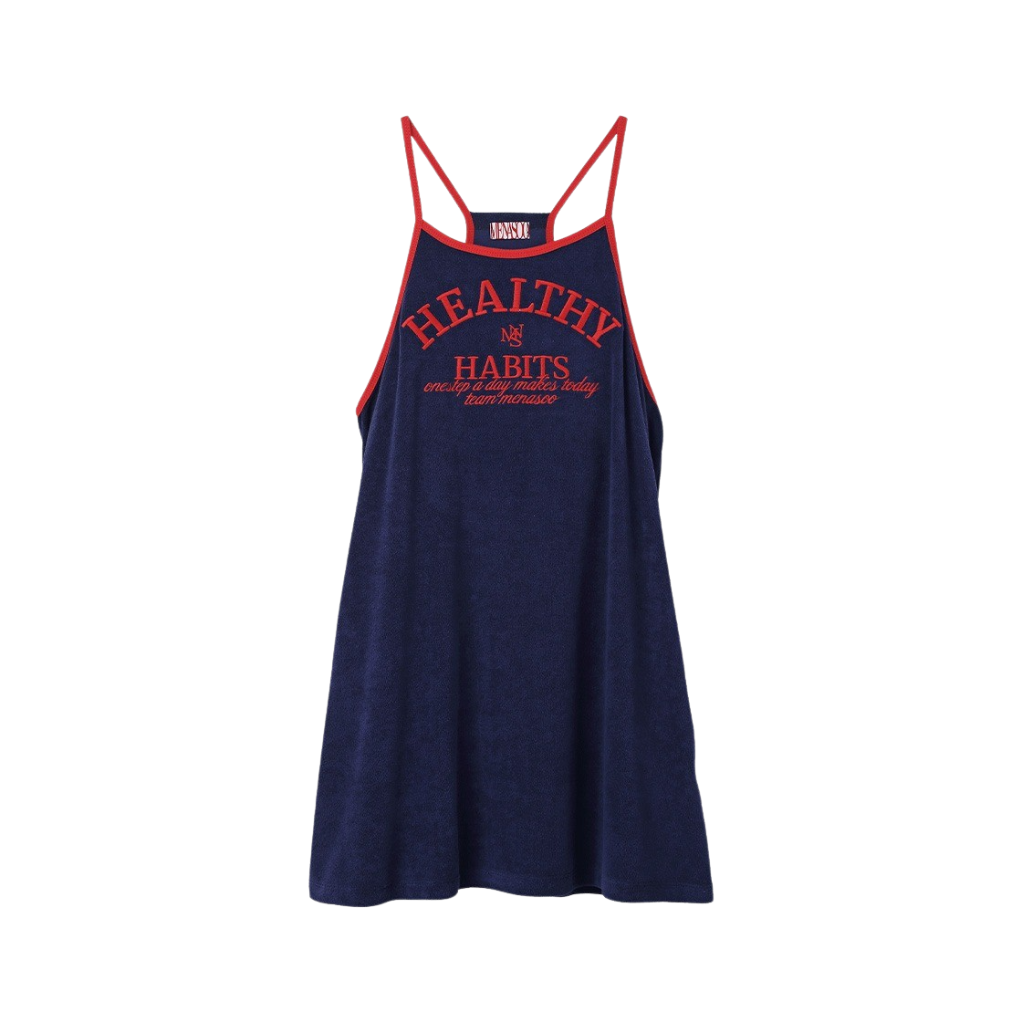 미나수 썸머 베이직 테리 스트랩 원피스 네이비(Menasoo Summer Basic Terry Strap Onepiece Navy) - 1