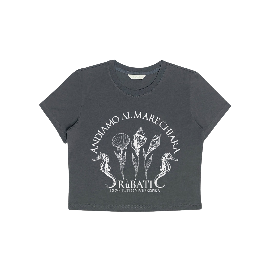 2024RETEE17 Rubati Shell Flower Crop Tshirt Charcoal