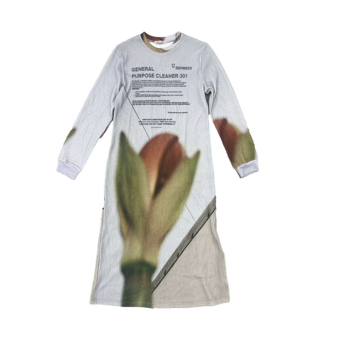 씬 플라워 니트 롱 슬리브 드레스 컬러