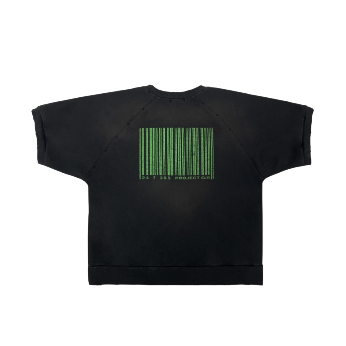 ★関税込★Project G/R★Shoulder Pad Short Sleeve Sweatshirt 프로젝트 G/R 디태쳐블 숄더 패드 숏슬리브 스웨트셔츠 블랙
