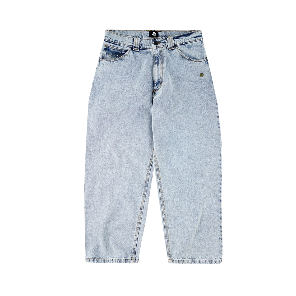 마젠타 스케이트보드 OG 팬츠 워시드 데님