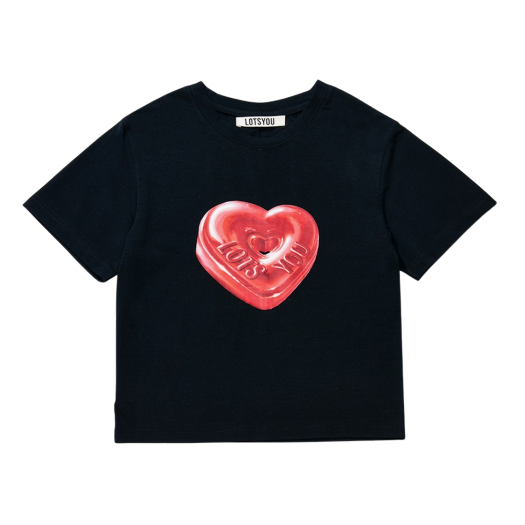 PWTH2RSW204_01 Lots You THE FRIEND HEART CANDY Tee Black