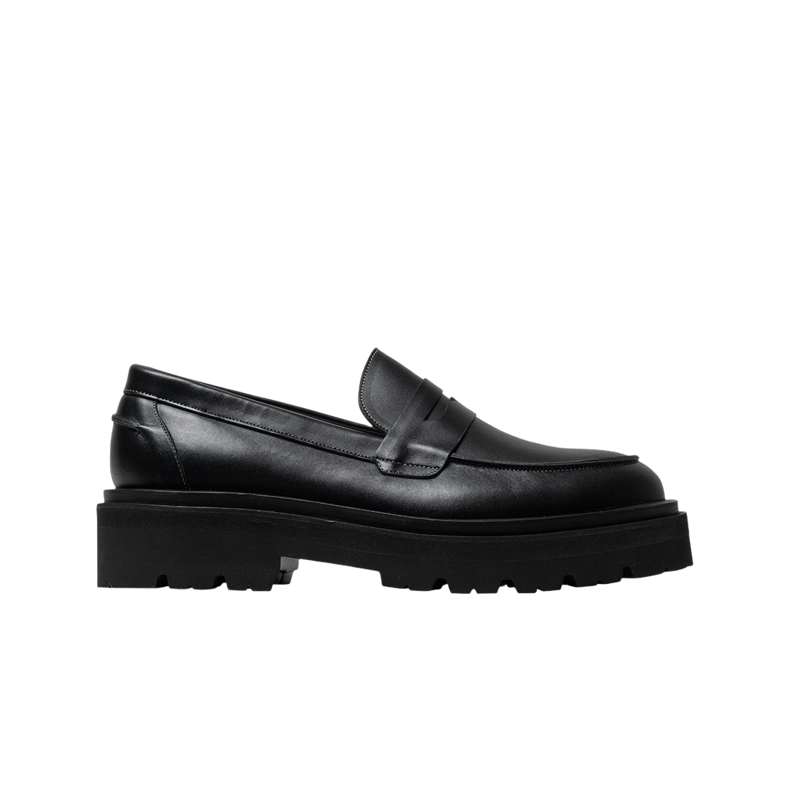 페니플레이트 남성 올블랙 로퍼 높은굽(PENNY PLATE Men Loafer Black High)