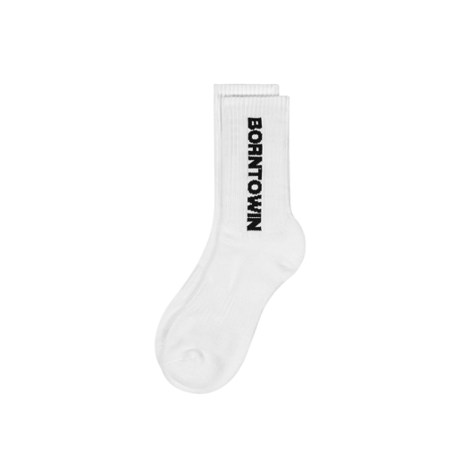 BE5USO424WH BORN TO WIN Logo Socks White