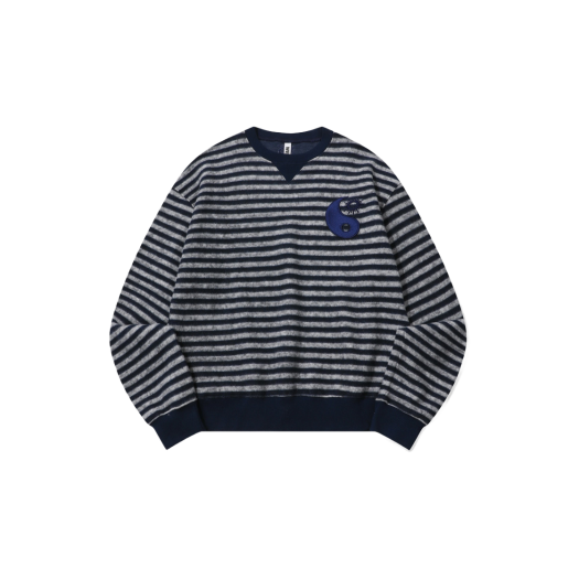 24fw-04 NV Wesken Stripe Yinyang Embroidery Sweatshirt Navy
