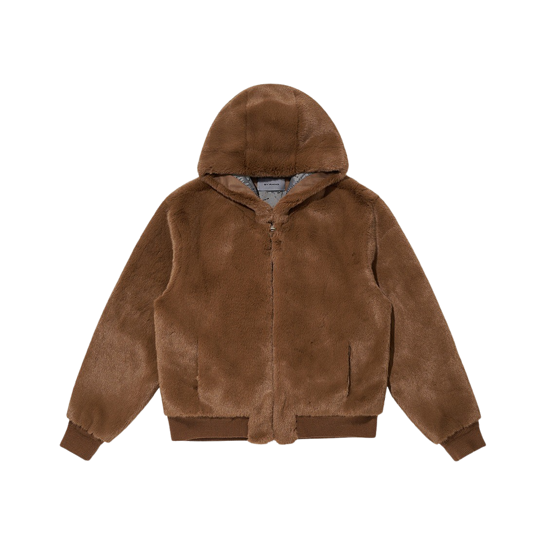 바이랑 폭스 퍼 후드 봄버 자켓 브라운