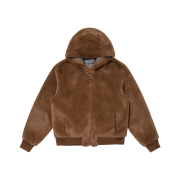 BY RANG Faux-Fur Hooded Bomber Jacket Brown