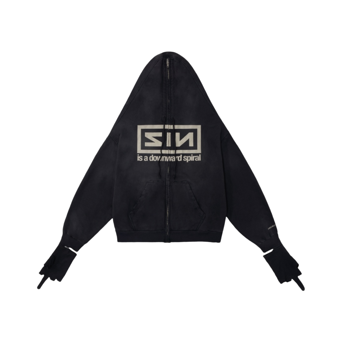 ★韓国の人気★【Project G/R】★Zygon Hoodi.e★washed black Project GR Zygon Zip Hoodie - Washed Black
