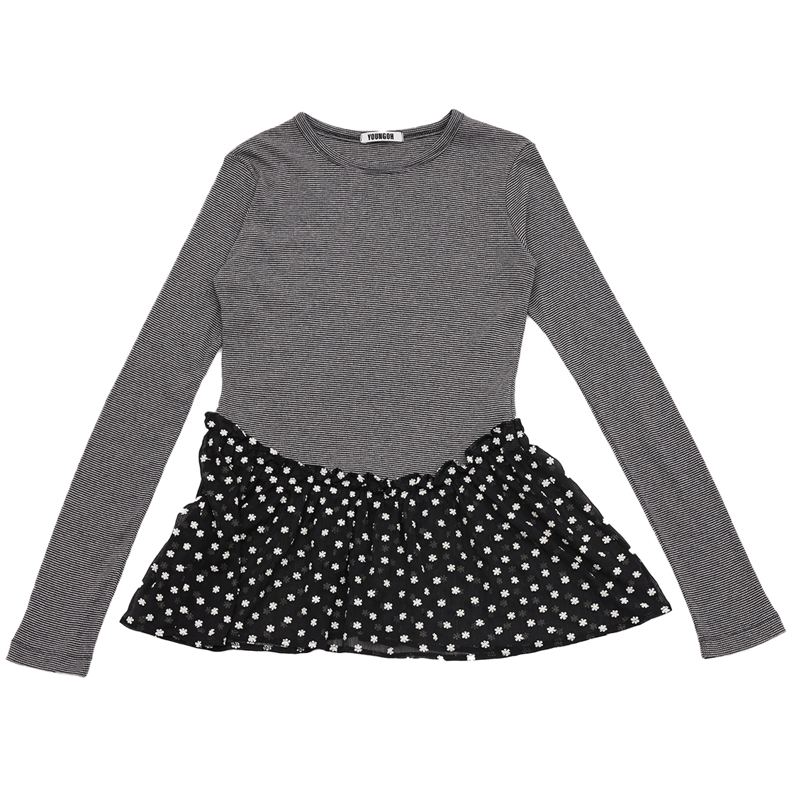 영오 레이어드 롱슬리브 티 블랙 체크(YOUNGOH Layerd Longsleeve Ts Black Check)