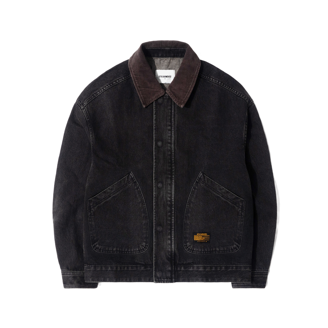 큐티에잇 가먼츠 데님 플라켓  트러커 자켓 블랙(QT8 GARMENTS Denim Placket Trucker Jacket Black)