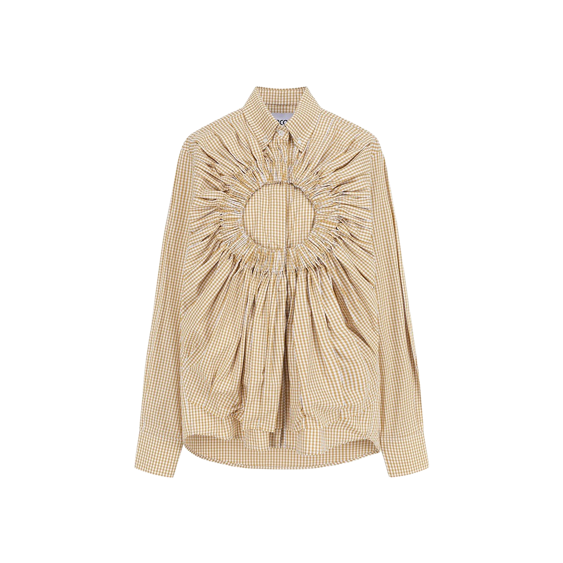 KM4BTSLMA01BG MARCO Ruched Circle Long Sleeve Shirt Beige