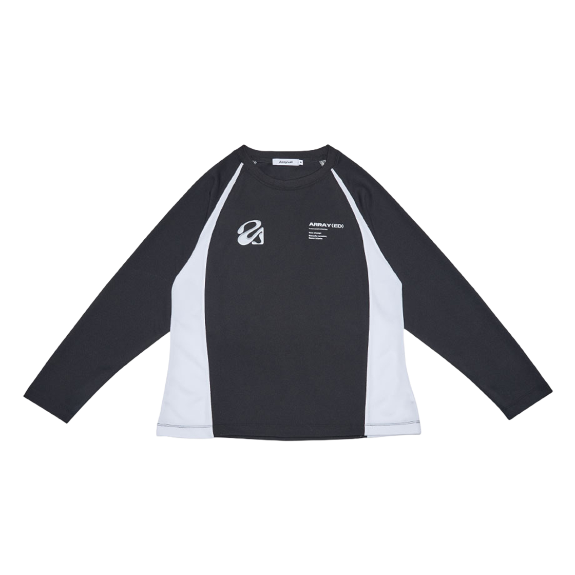 ARTS4101-Black Arrayed Flat Back Mesh Raglan Long Sleeve T-shirts Black