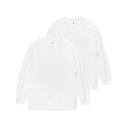 1304 White AAA Heavy Cotton 1304 Long Sleeve T-Shirt White (2Pack)