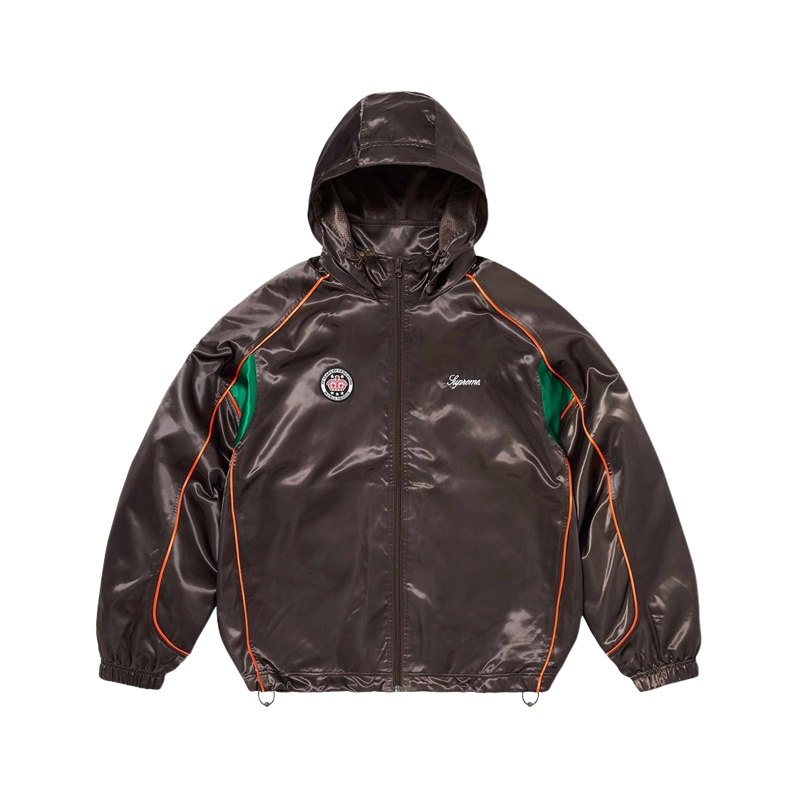 KM4AOTBSP09BR Supreme Satin Hooded Track Jacket Brown - 24SS