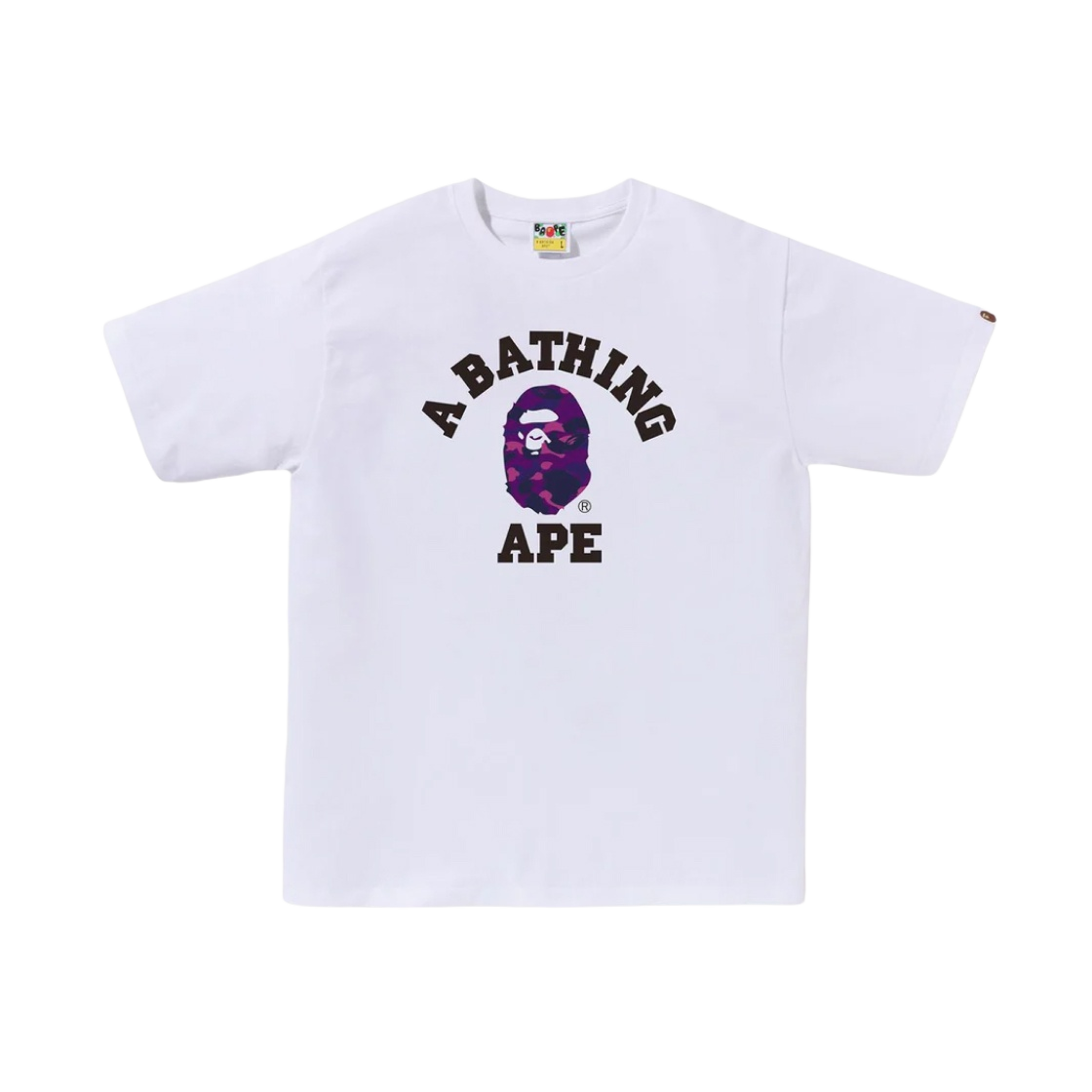 - BAPE Color Camo College T-Shirt White Purple - 대표 이미지 #1