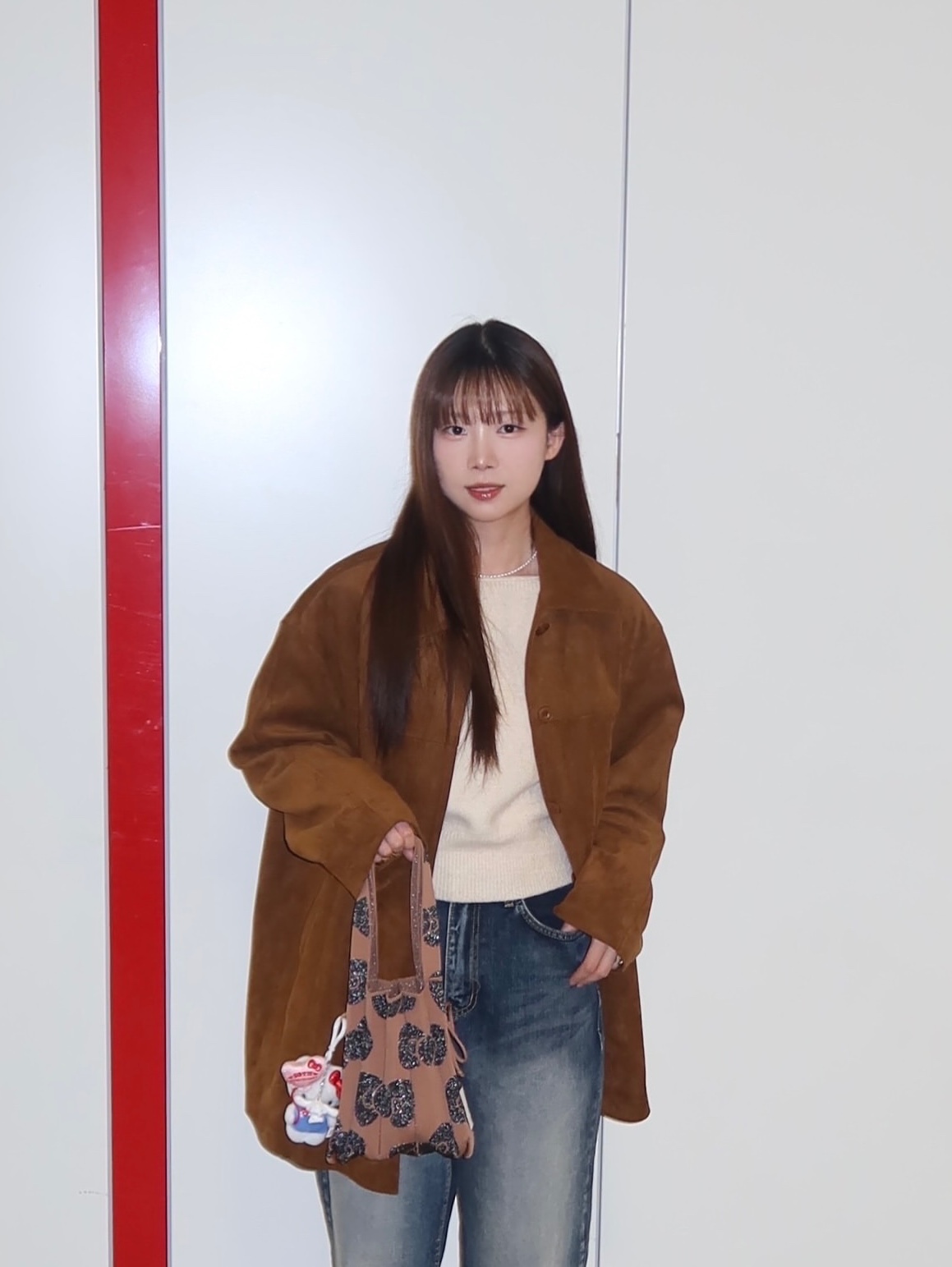 Joseph&Stacey Lucky Pleats Knit S Leopard Hello Kitty Tan Brown 착용 스타일 - 1
