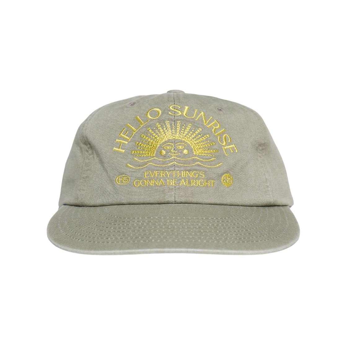【HELLO SUNRISE】 Washed Typo Arch Logo 6panel Cap /追跡付 Hello Sunrise Goodbye Sunset 🌅 | Washed VTG Cat Logo 6Panel