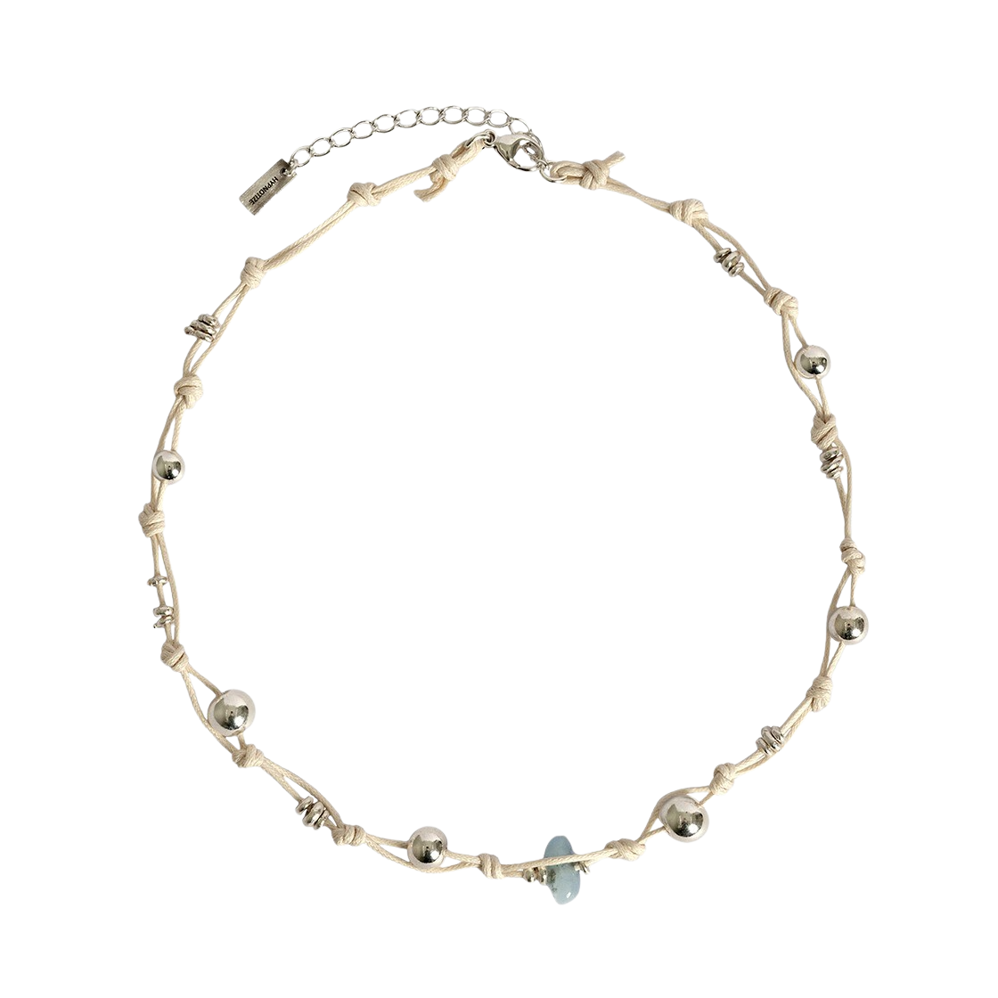 H24SSN06SV-IV-06 Hypnotize Silver Ball String Necklace Ivory