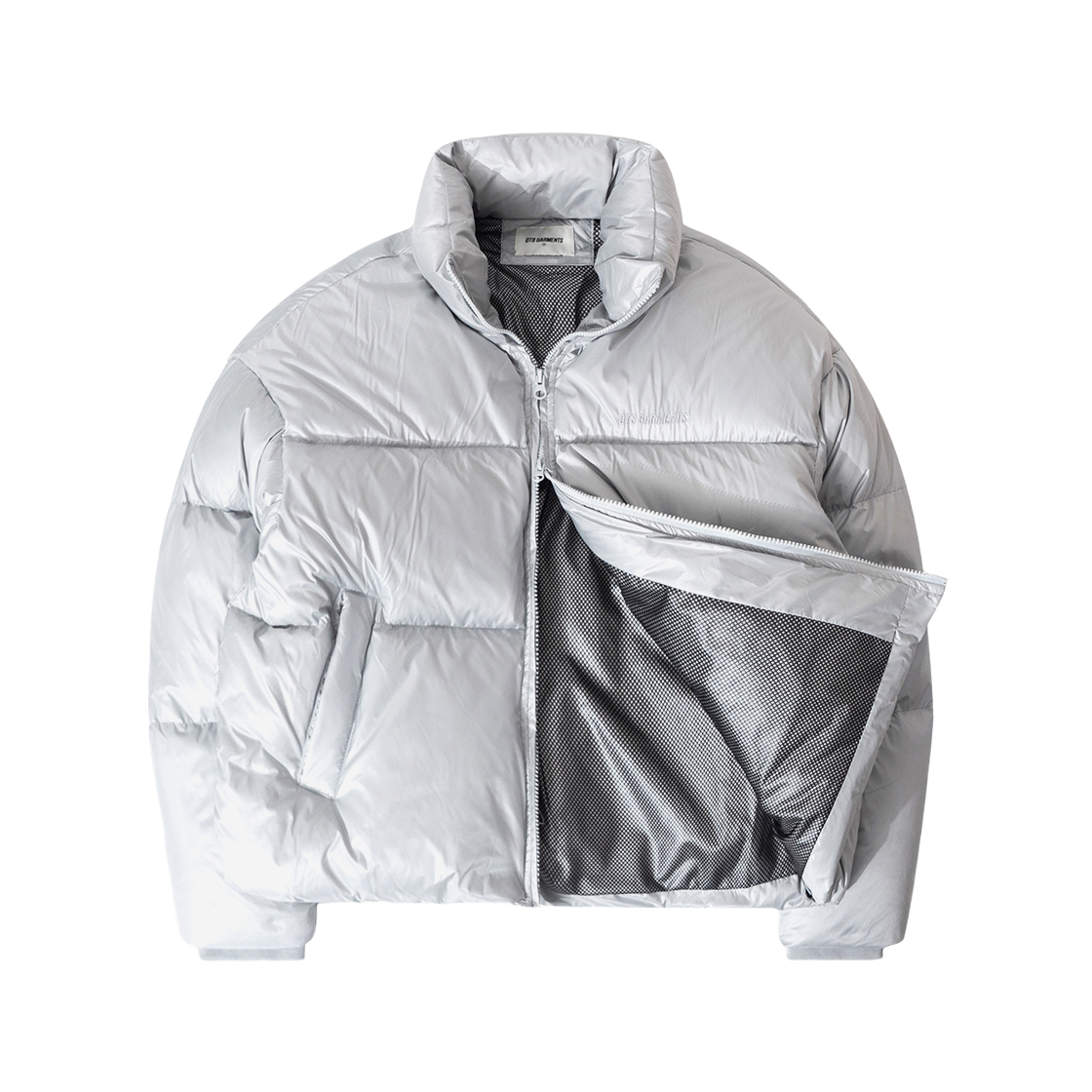 Q4WMJK003SIL QT8 GARMENTS Glossy Duck Down Short Padding Silver