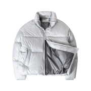 QT8 GARMENTS Glossy Duck Down Short Padding Silver