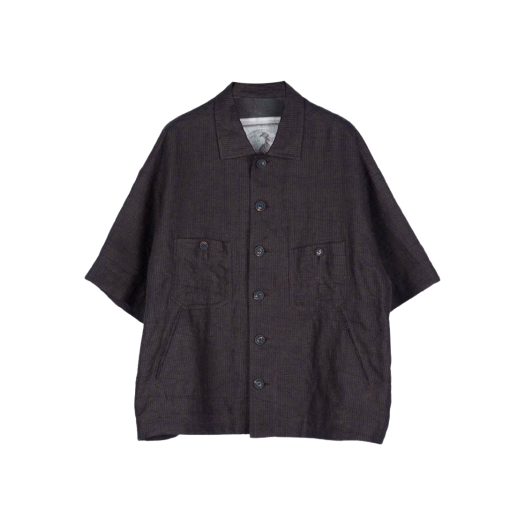 KM4BSHSZC11BR Ziggy Chen Oversized Short Sleeve Workers Shirt Brown