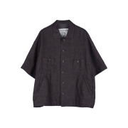 Ziggy Chen Oversized Short Sleeve Workers Shirt Brown