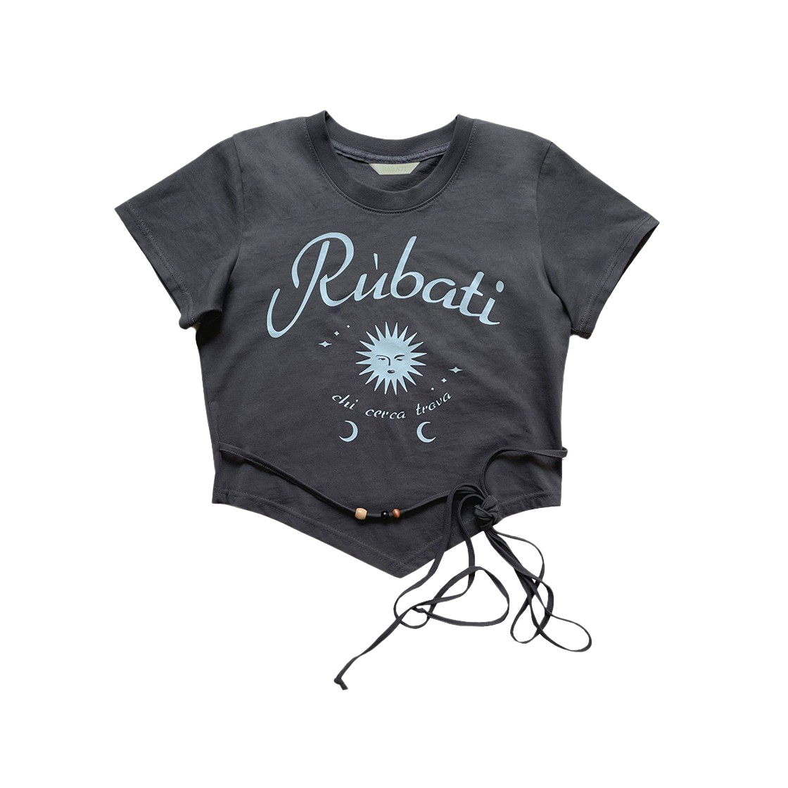 23SS3RDTOP17 Rubati Sun and Moon Strap Crop Tshirt  Charcoal