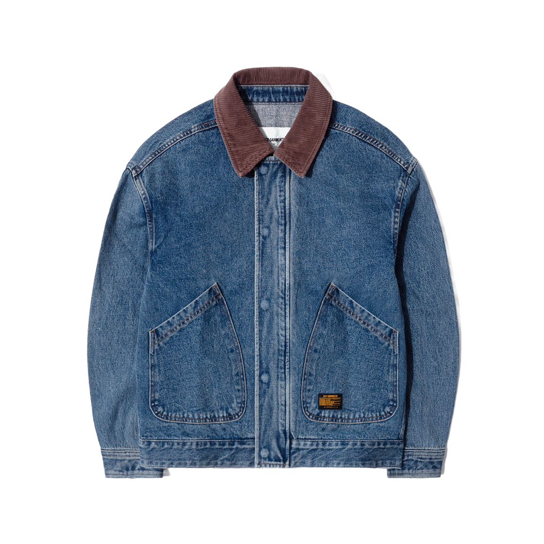 Q5SMJK005BLU QT8 GARMENTS Denim Placket Trucker Jacket Blue