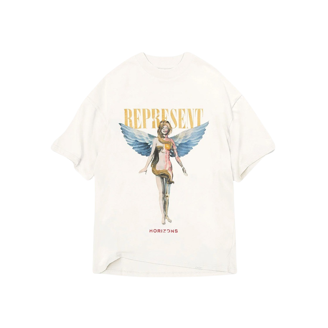 리프레젠트 리본 티셔츠 플랫 화이트