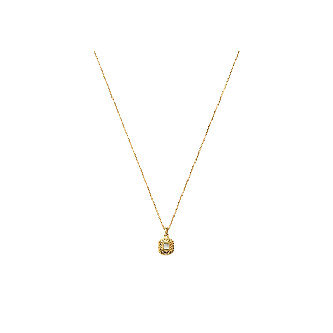 KW4CJENMM08GD Missoma Engravable Square Ridge Mini Pendant Necklace Gold - 24FW