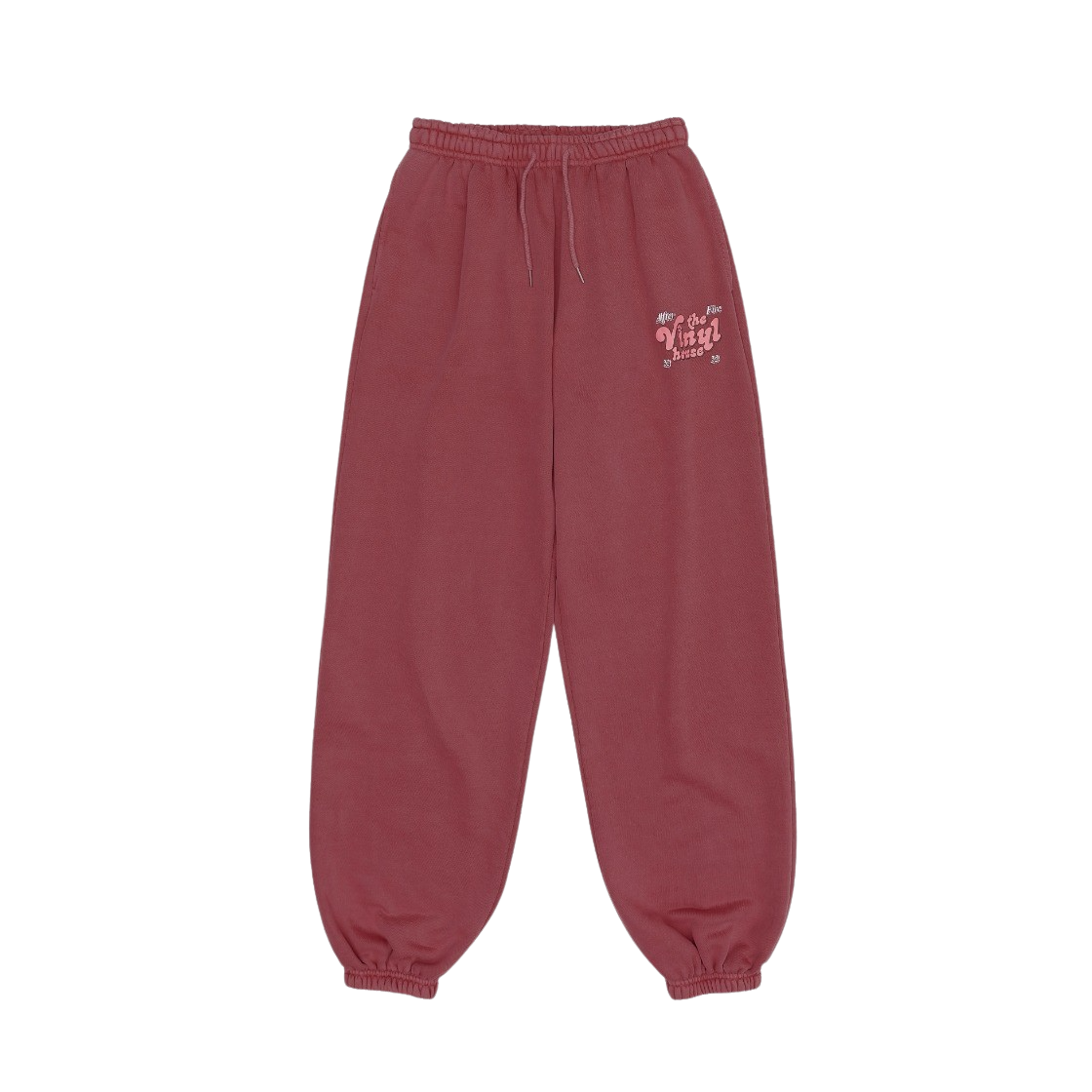 더바이닐하우스 로고 피그먼트 스웨트팬츠 레드