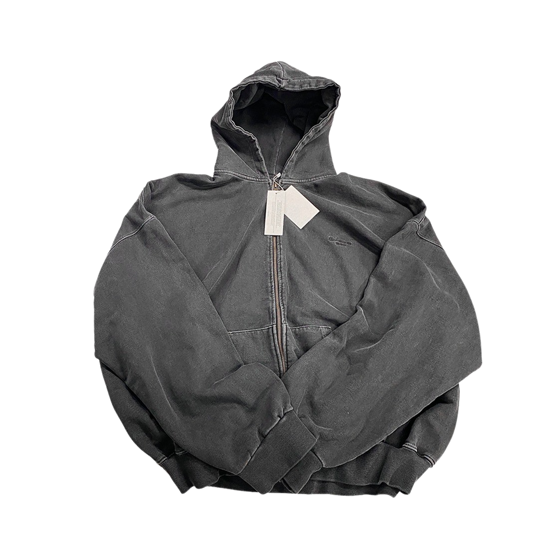 UMCM11GR Undermycar Mu.11 Anti Fxxking Logo Play Oversized Pigment Hood Zip-up Gray - 대표 이미지 #1