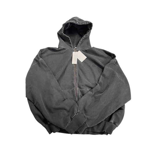 UMCM11GR Undermycar Mu.11 Anti Fxxking Logo Play Oversized Pigment Hood Zip-up Gray