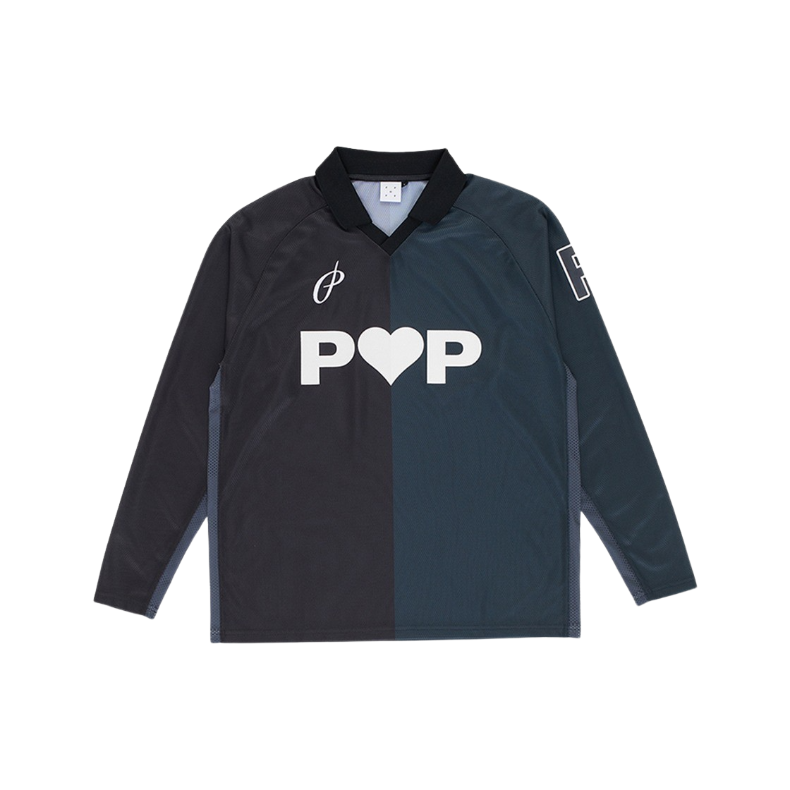 KM4DTSLPO04BK Pop Trading Company Striped Sportif Longsleeve Shirt Black - 24FW