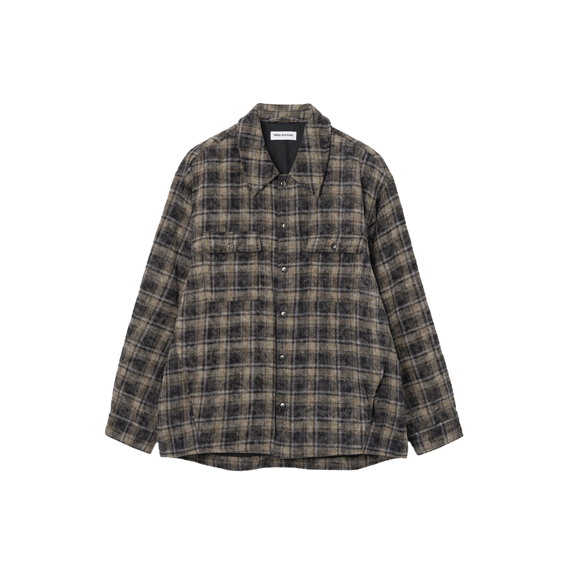 밀로 아카이브 플레이드 체크 패딩 셔츠 빈티지 브라운